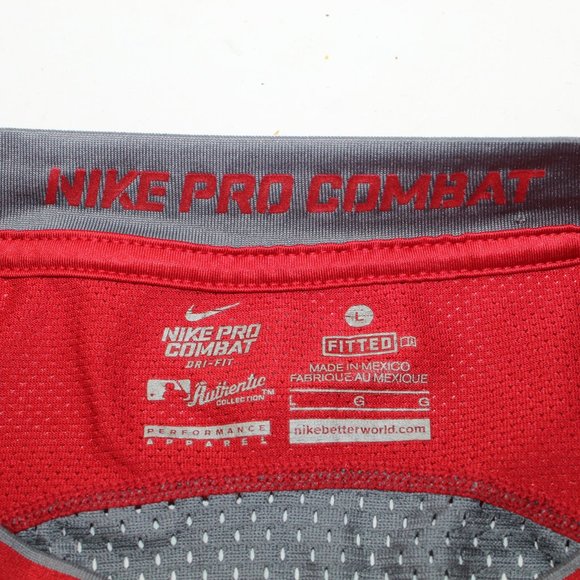 Nike Pro Combat Cincinnati Reds Men's L Red Fitted Dri-Fit Authentic MLB T-Shirt - Picture 7 of 7
